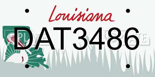 DAT3486 Louisiana License Plate