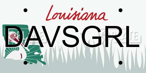 DAVSGRL Louisiana License Plate