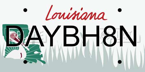 DAYBH8N Louisiana License Plate