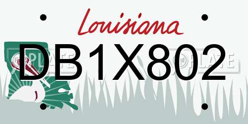 DB1X802 Louisiana License Plate