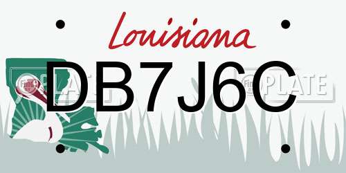 DB7J6C Louisiana License Plate
