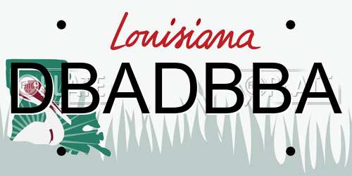 DBADBBA Louisiana License Plate