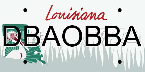 DBAOBBA Louisiana License Plate