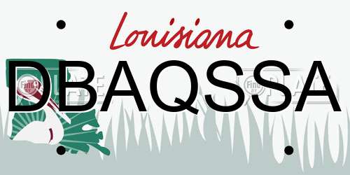 DBAQSSA Louisiana License Plate