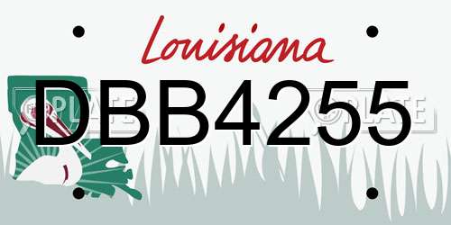 DBB4255 Louisiana License Plate
