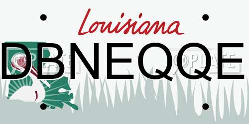 DBNEQQE Louisiana License Plate