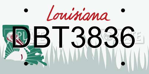 DBT3836 Louisiana License Plate