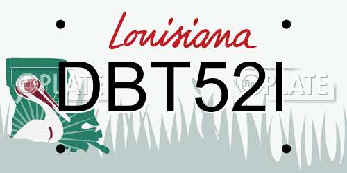 DBT52I Louisiana License Plate