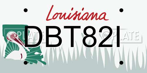 DBT82I Louisiana License Plate