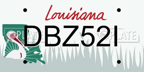 DBZ52I Louisiana License Plate