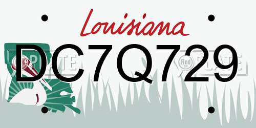 DC7Q729 Louisiana License Plate