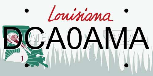 DCA0AMA Louisiana License Plate