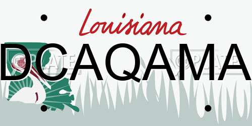 DCAQAMA Louisiana License Plate