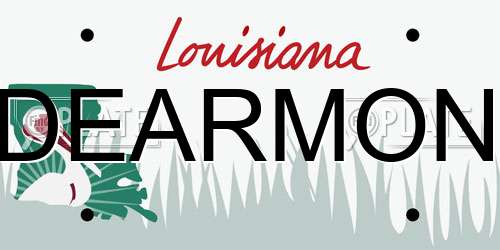 DEARMON Louisiana License Plate
