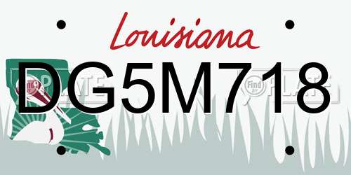 DG5M718 Louisiana License Plate