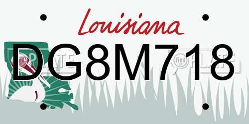 DG8M718 Louisiana License Plate