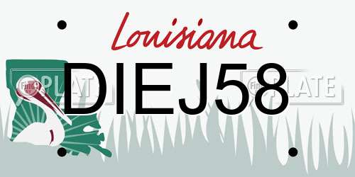 DIEJ58 Louisiana License Plate