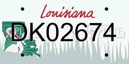 DK02674 Louisiana License Plate