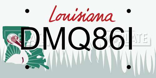 DMQ86I Louisiana License Plate