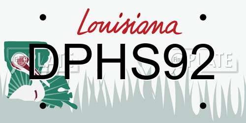 DPHS92 Louisiana License Plate