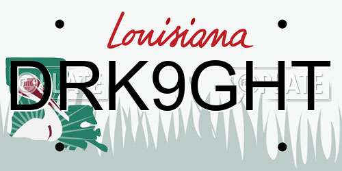 DRK9GHT Louisiana License Plate