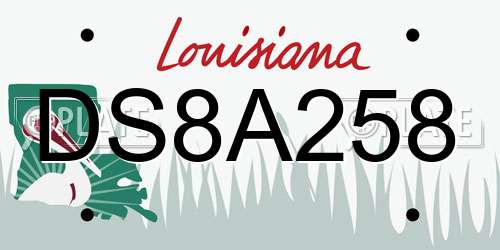 DS8A258 Louisiana License Plate