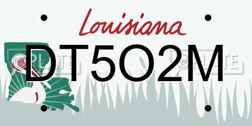 DT5O2M Louisiana License Plate