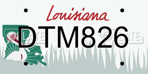 DTM826 Louisiana License Plate