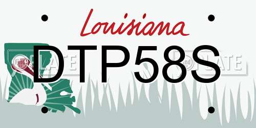 DTP58S Louisiana License Plate