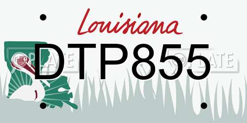 DTP855 Louisiana License Plate