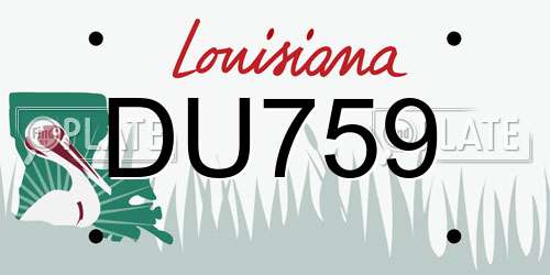DU759 Louisiana License Plate