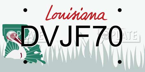 DVJF70 Louisiana License Plate