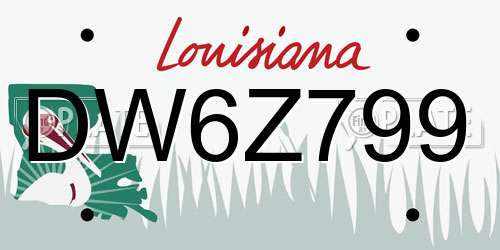 DW6Z799 Louisiana License Plate