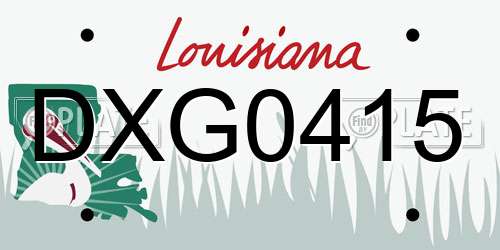 DXG0415 Louisiana License Plate