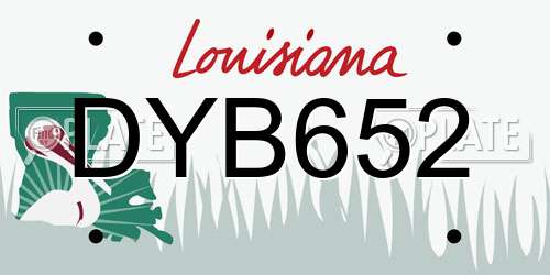 DYB652 Louisiana License Plate