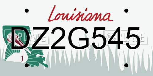 DZ2G545 Louisiana License Plate