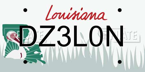 DZ3L0N Louisiana License Plate