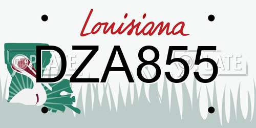 DZA855 Louisiana License Plate