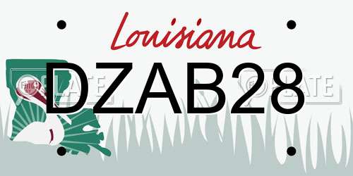 DZAB28 Louisiana License Plate
