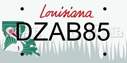 DZAB85 Louisiana License Plate