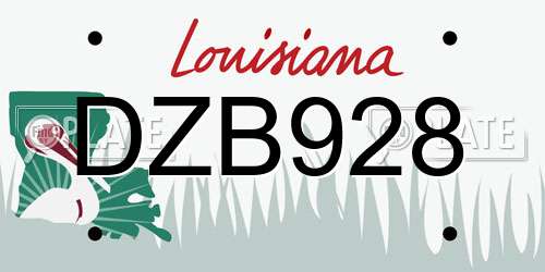 DZB928 Louisiana License Plate