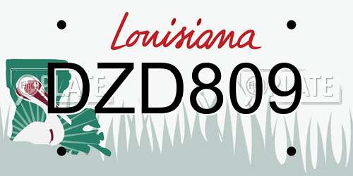 DZD809 Louisiana License Plate