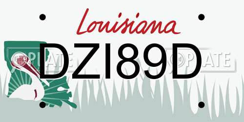 DZI89D Louisiana License Plate