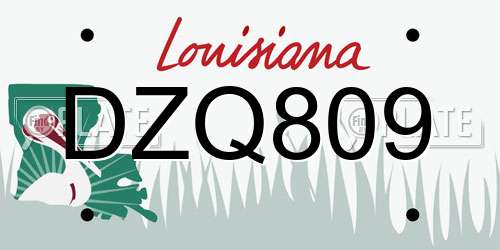 DZQ809 Louisiana License Plate