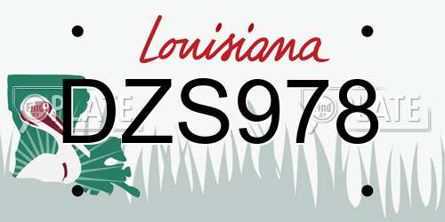 DZS978 Louisiana License Plate
