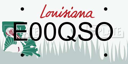 E00QSO Louisiana License Plate