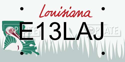 E13LAJ Louisiana License Plate