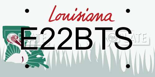 E22BTS Louisiana License Plate