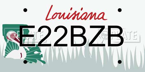 E22BZB Louisiana License Plate