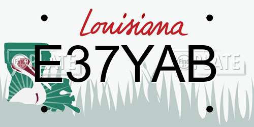 E37YAB Louisiana License Plate